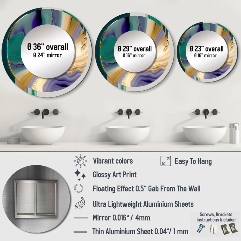 Bold Expression Art II - Modern Round Mirror Wall Decor_MTMIR57462, 29" x 29"