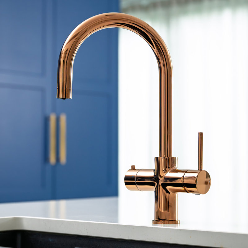 4-in-1 Instant Boiling and Filtered Water Tap - C Shape - 2.4 Litre Boiler, Rose Gold