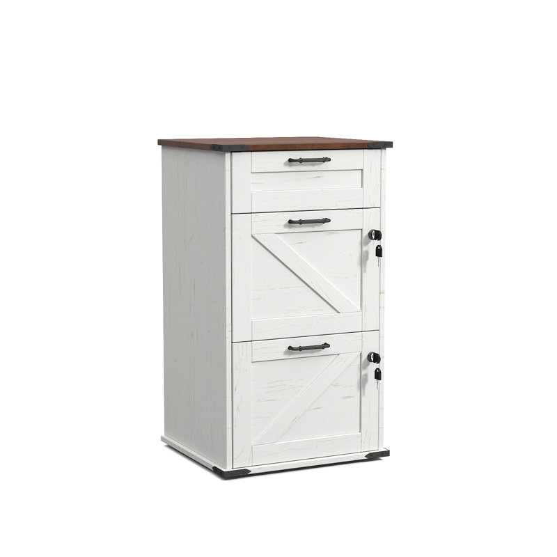 17.72 " Wide 3 Vertical Filing Cabinet, White