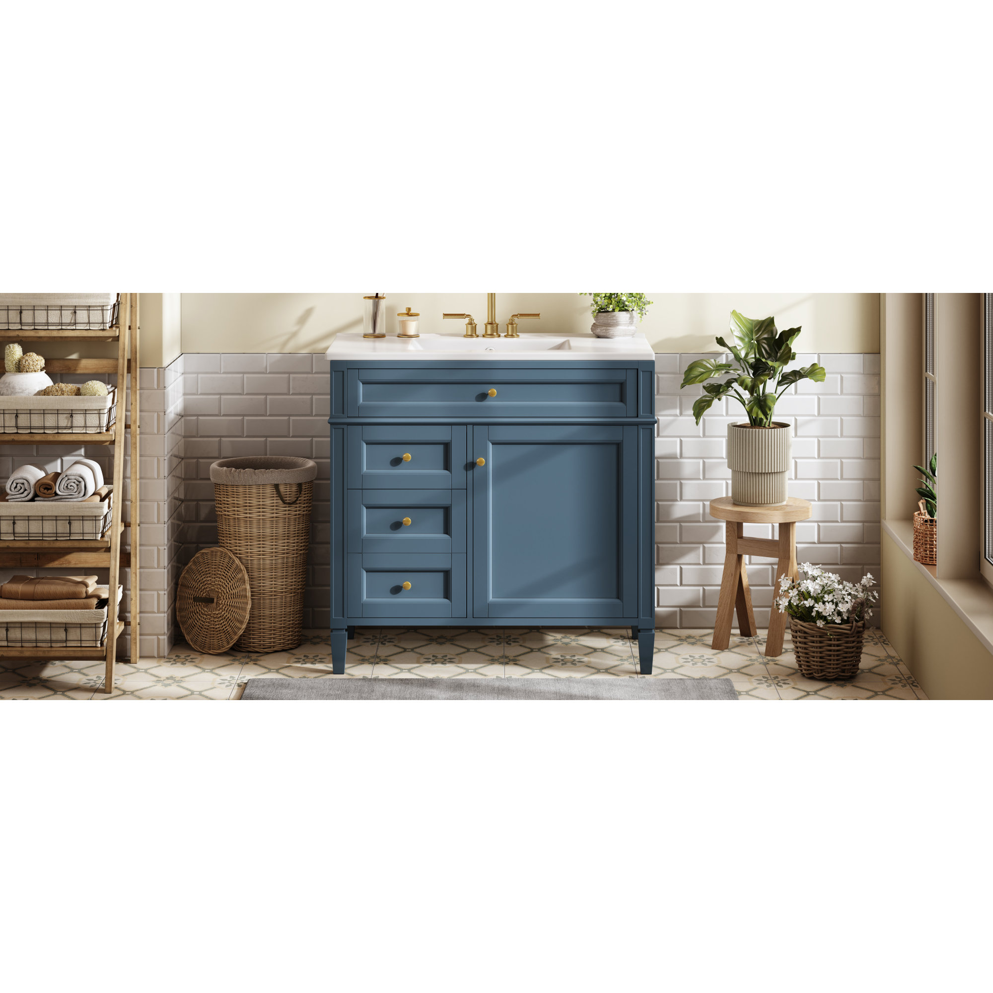 Photo inspiration: Elegant Storage Solutions Reference: Latitude Run Elegant Storage Solutions With Ceramic Sink