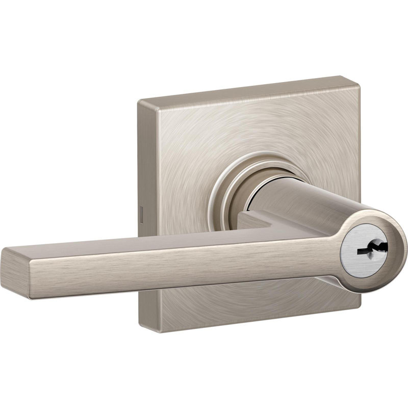 J Series Solstice Lever Bed and Bath Lock with Collins Trim, Satin Nickel