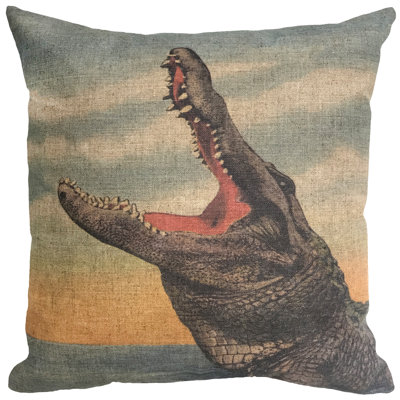  Alligator Linen Throw Pillow