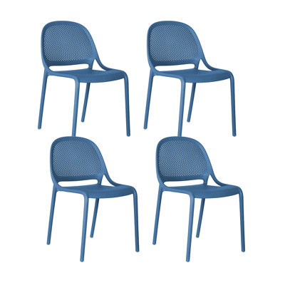 Shay Stackable Dining Chair Set Of 4  Indoor/ Outdoor Berry Blue
