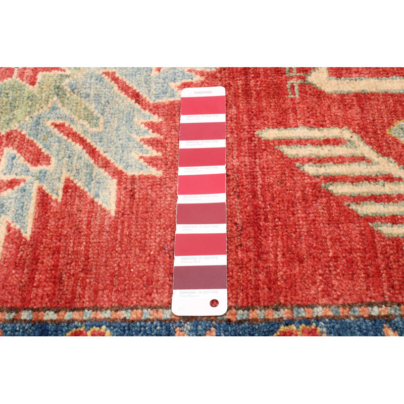 Tapis rouge en laine noué à la main de conception unique 9 pi x 12 pi 10 po New Age