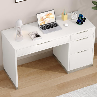 Bureau 52 pouces avec 4 tiroirs, petit bureau d'ordinateur pour les petits espaces