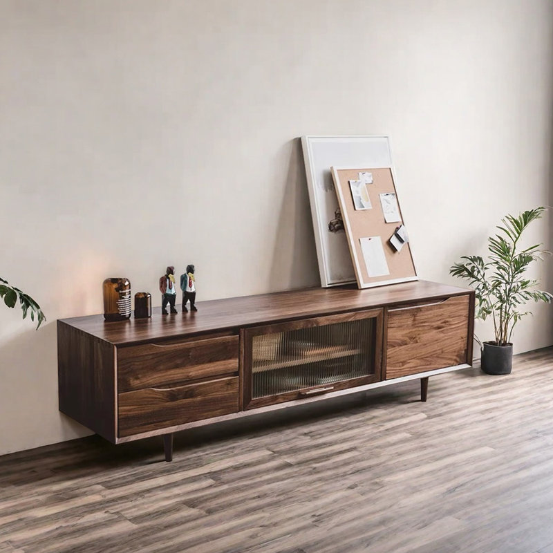 Meuble télé rétro haut de gamme, H 20,47 po x L 70,86 po x l 17,71 po, Noyer