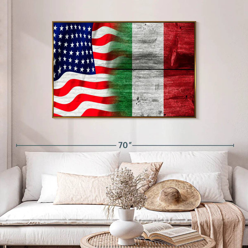 Nish des États-Unis et de l'Italie, 46 po x 31 po, Cadre flottant doré