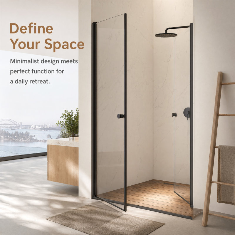 Porte de douche sans cadre 48 po x 72 po, nickel brossé, verre de 6 mm, antidéflagrant, réversible