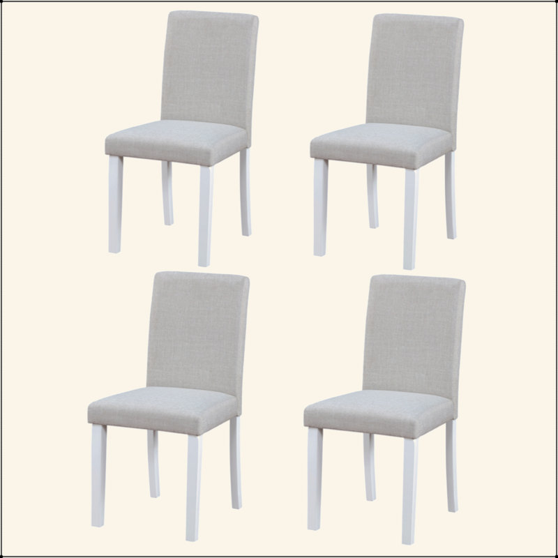 Dining Chairs Only, Dining Chairs Set For 4, Kitchen Chair With Padded Seat, Side Chair For Dining Room, White