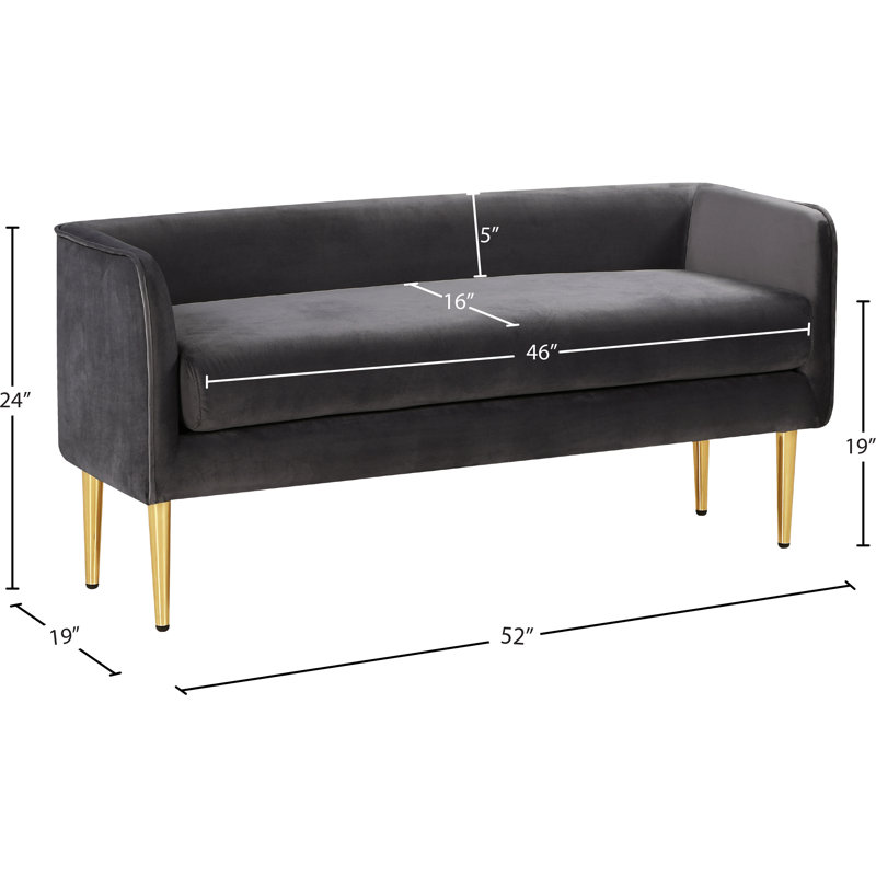 Banc rembourré Audrey Manuel, Velours gris