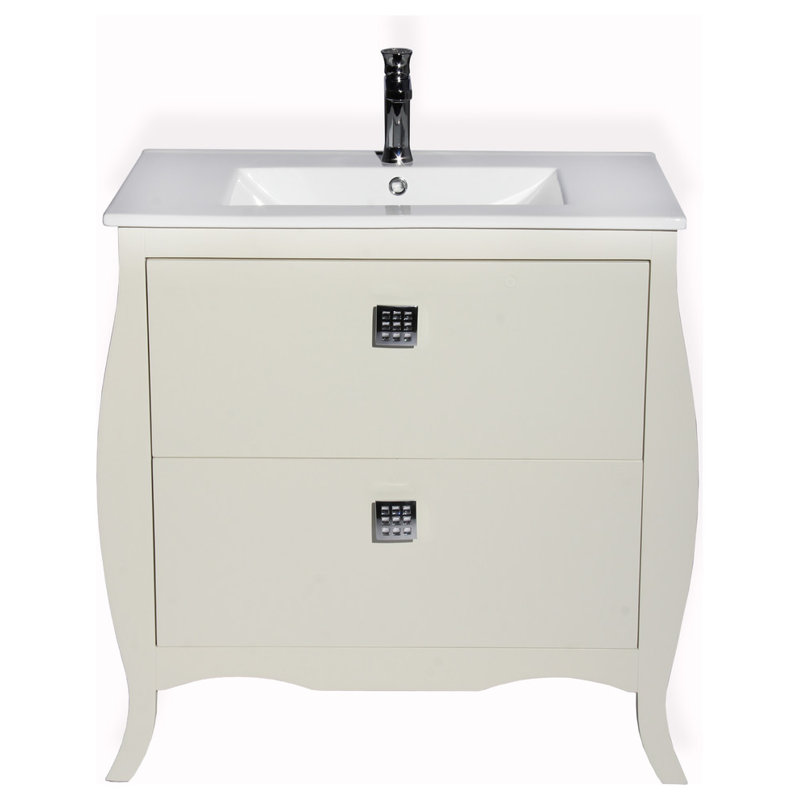 Ensemble de meuble-lavabo simple 32 "Rosato, Ivoire