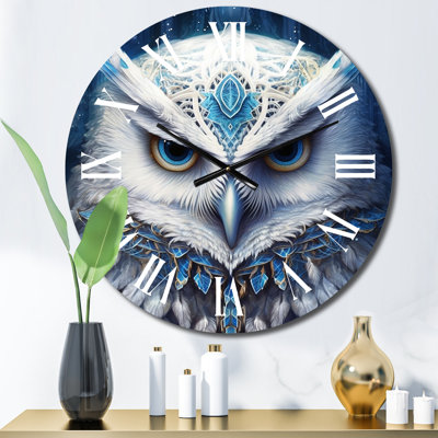 Portrait d'une horloge murale Mythical White Owl III