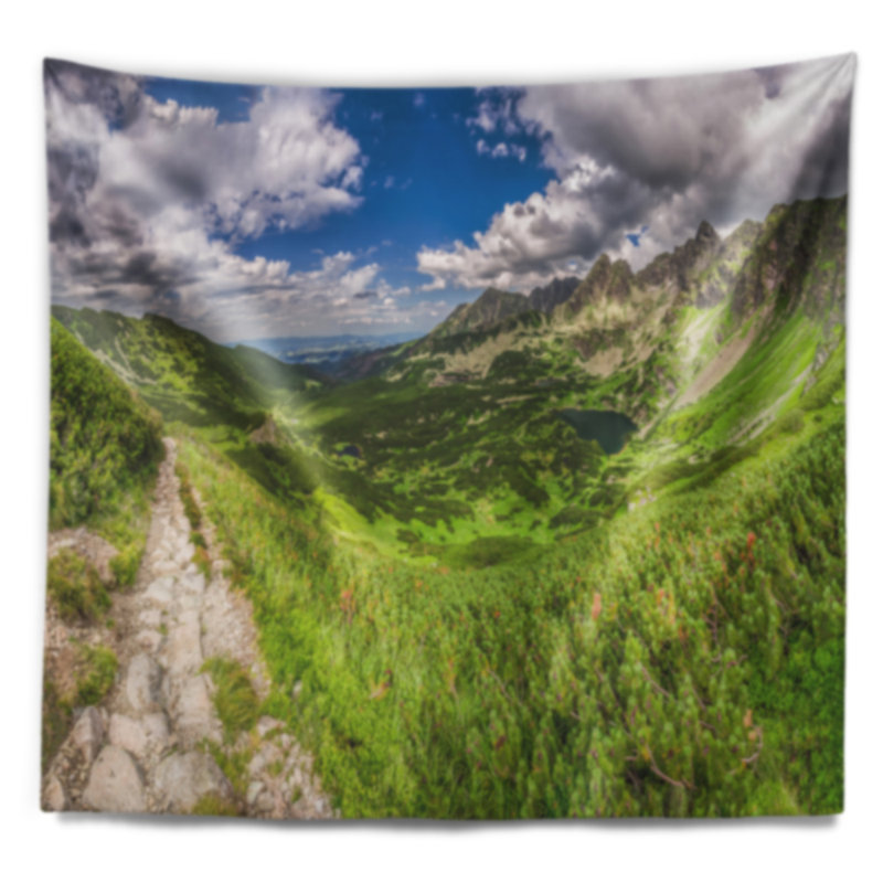 Tapisserie panorama mountain trail in tatras Landscape, H 32 po x l 39 po
