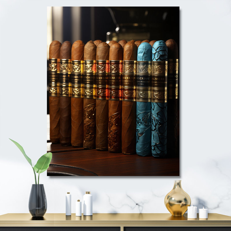 Carnanee Cuban Cigars Golden II sur toile, H 32 po x l 24 po x P 1 po, Toile tendue