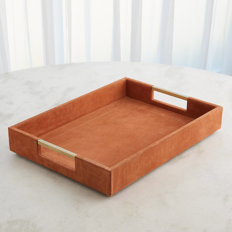 Decorative Tray, 22"Wx16.5"Dx3.75"H, Brown