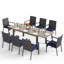 Rectangle Outdoor Patio Dining Set Wooden-look Expandable Heavy Duty Metal Table With Cushioned Chairs-98983011