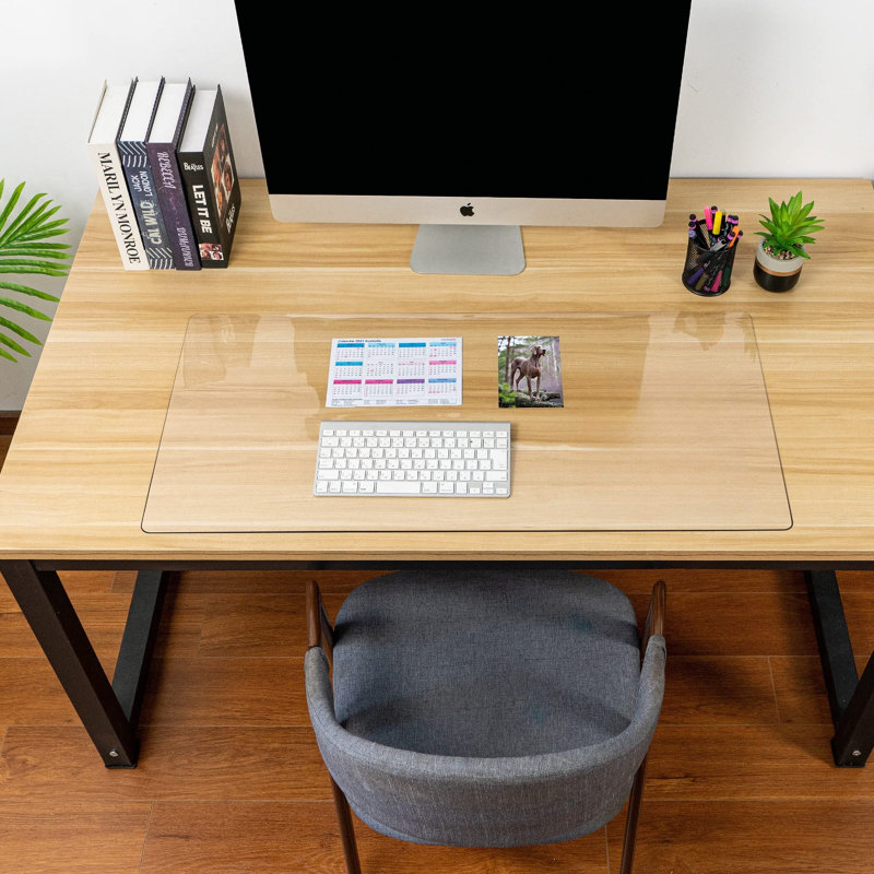 Tapis de bureau transparent sur le dessus des bureaux - 36 po x 17 po - Protecteur de bureau transparent en plastique transparent - Tapis de bureau pour bureau et maison