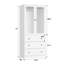 Armoire penderie 20 "avec verre cannelé, armoire de rangement pour vêtements H 71" avec tringle et portes à fermeture en douceur-123843218