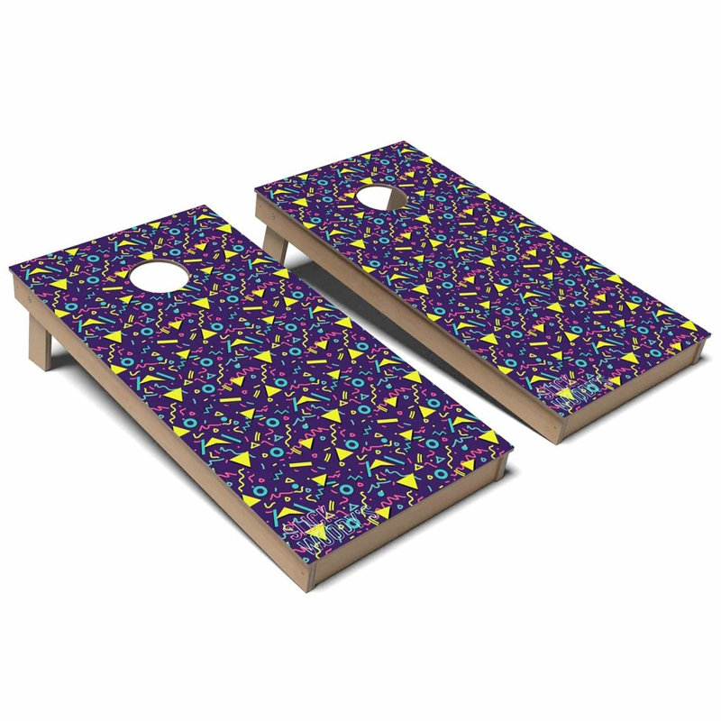 Ensemble de planches de cornhole composites rétro toutes saisons mauve rétro des années 80, Ajouter des lumières DEL