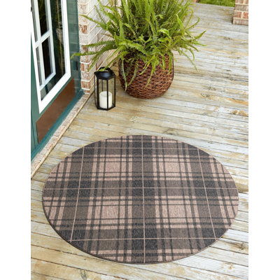 Tapis intérieur / extérieur extérieur noir et brun