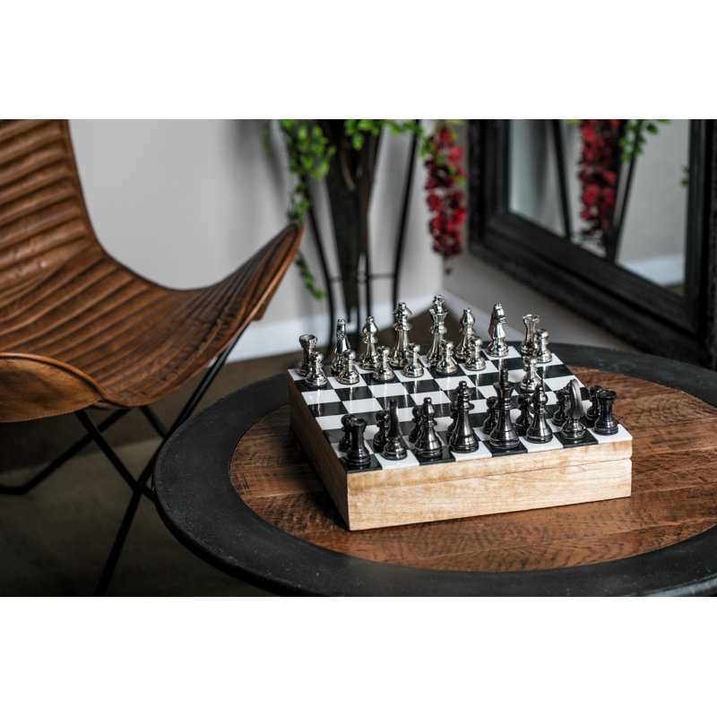 Échiquier en bois de manguier traditionnel Parkison, H 13 po x l 5 po x P 6,9 po