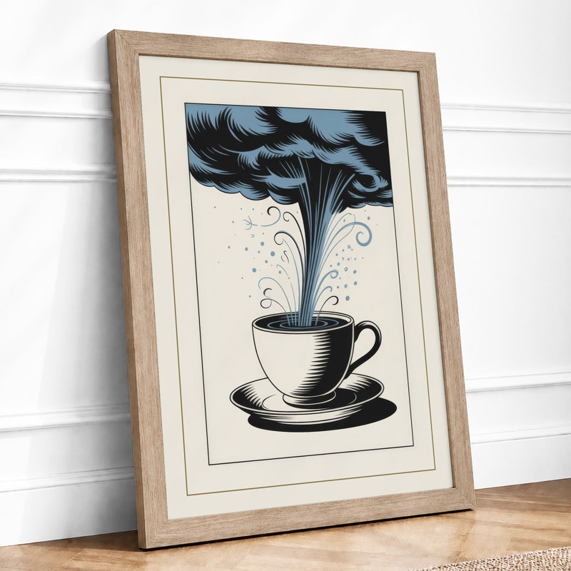 Steam Rising Art Deco - Framed Print, A4 - 29.7 x 21.0 cm, Oak