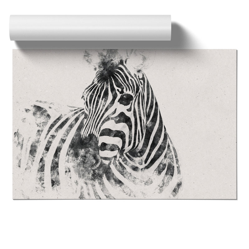 Zebra Watercolour - Frameless Print, 21cm H x 30cm W x 0.1cm D