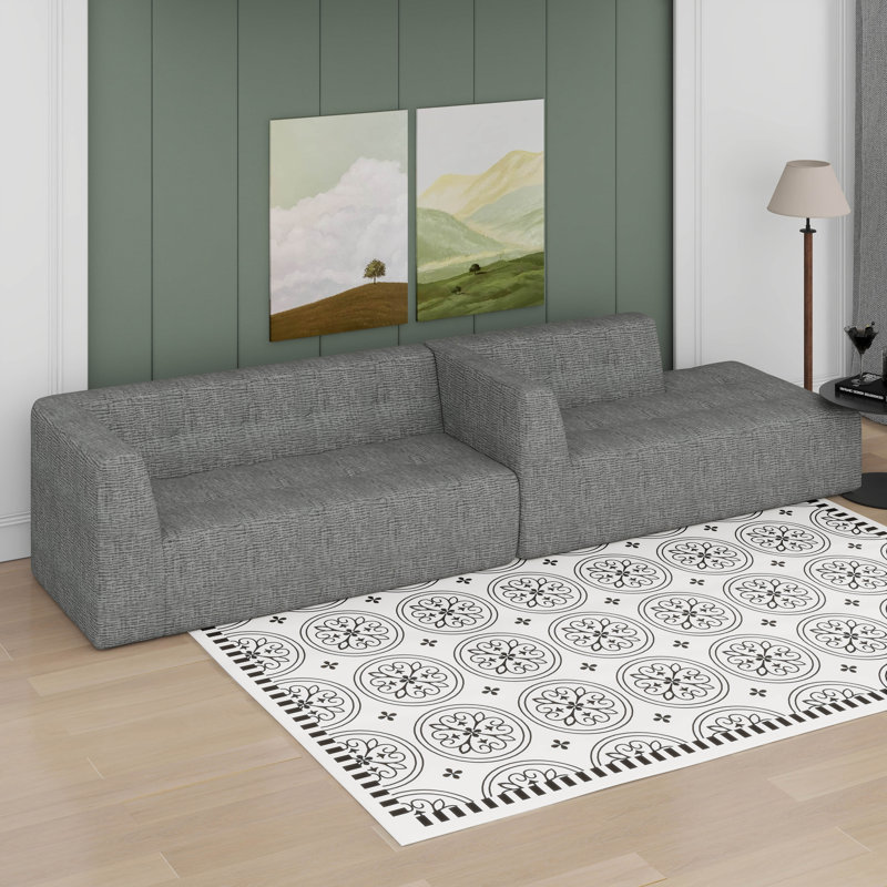 Ensemble de canapé modulaire modulaire, 2 pièces, sans ordinateur, en forme de L, Gris clair