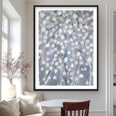 White Trees on Grey Background - Rustic Framed Print Decor