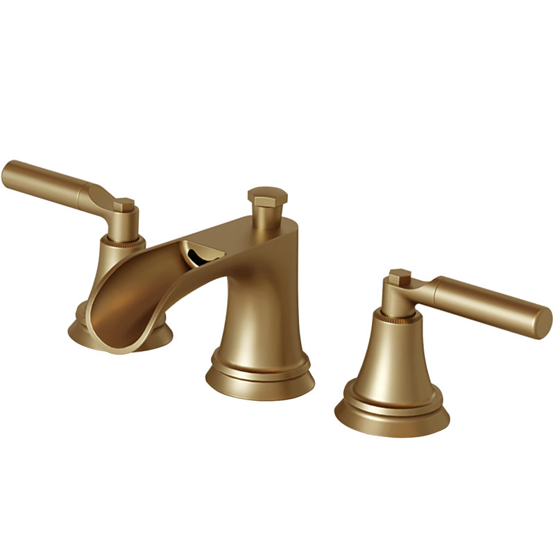 Widespread 2-handle Bathroom Faucet with Drain Assembly, Brushed Gold