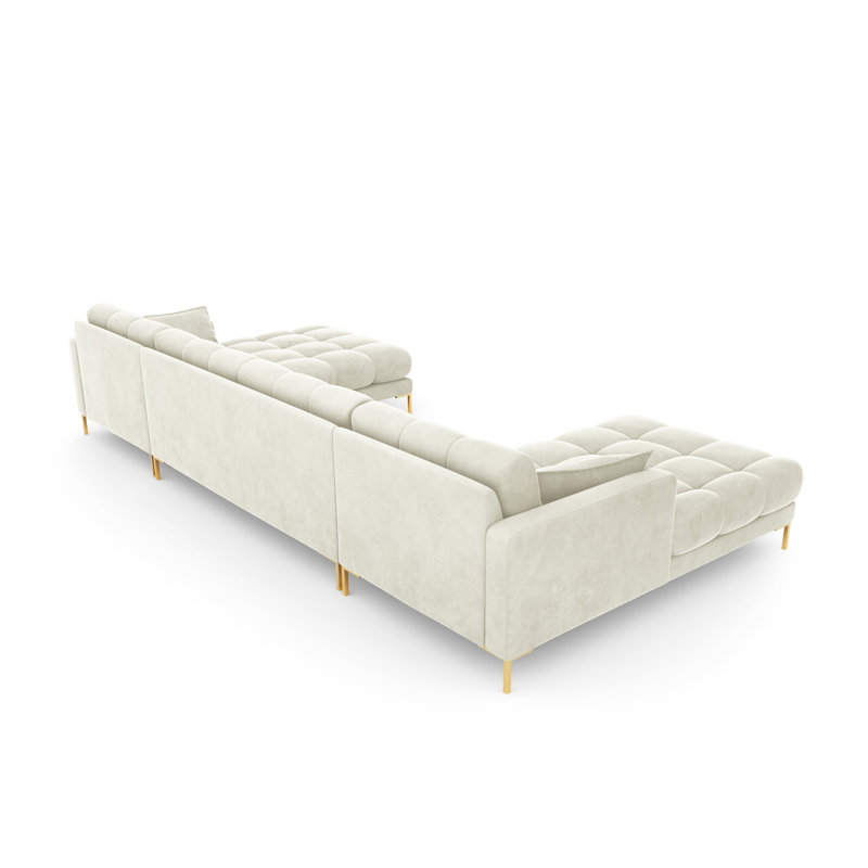 Adoraim 6 Seater Large Corner Sofa , Light Beige, Gold