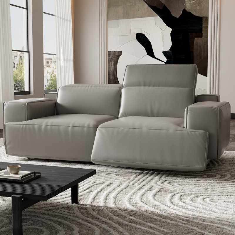 Canapé inclinable en cuir Valentina, Polyuréthane gris