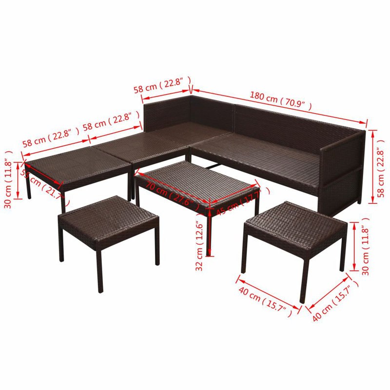 Wallsend Sectional Seating Group with Cushions, Brown