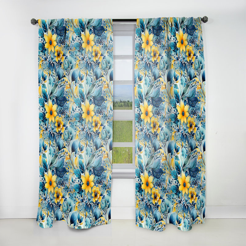 Motif cachemire Watercolor Dreams - Rideau floral - Rideau floral obscurcissant - 1 panneau, L 52 po x L 108 po