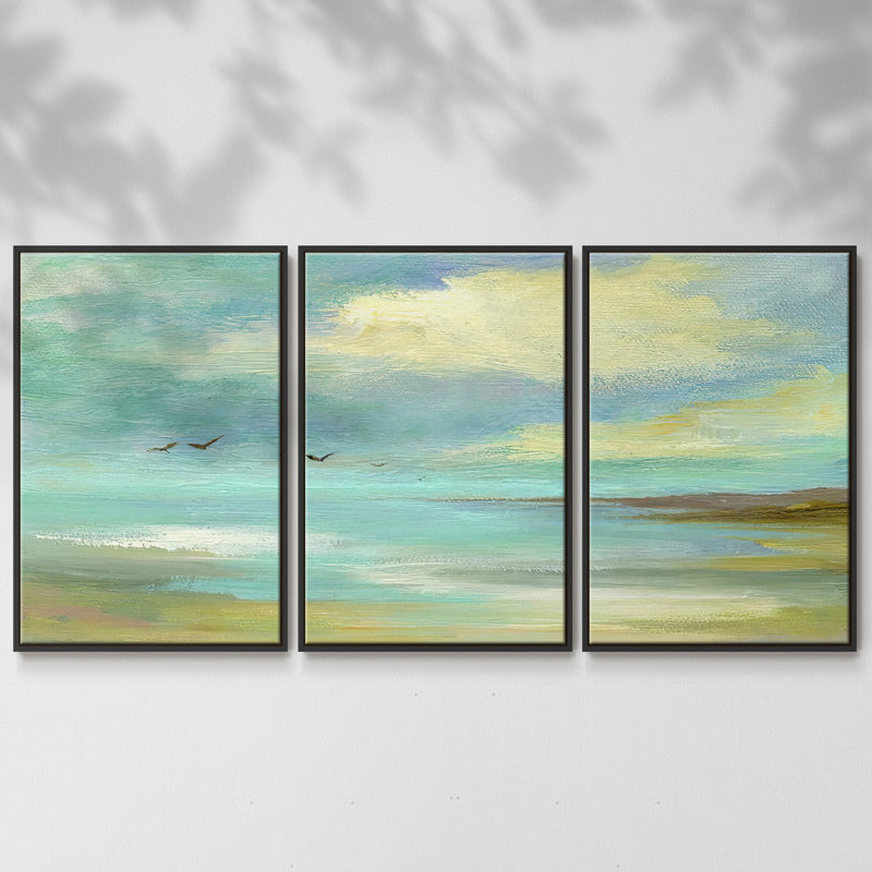 Drifting - 3 pièces, reproduction encadrée sur toile, H 40 po x l 78 po x P 2 po, Noir