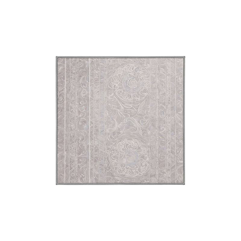 Machine Washable Gray Area Rug, Square 4'