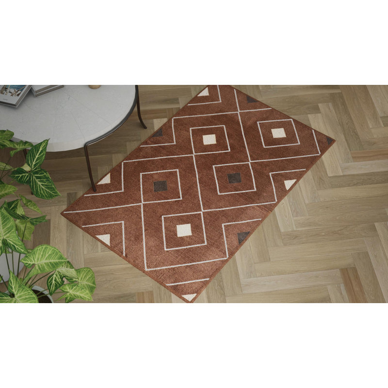 Brown Diamond Flatweave Chenille Rug - 3'6" x 5'6"