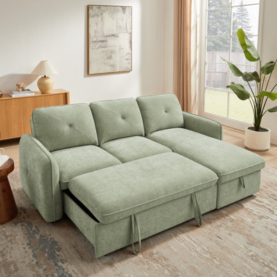 90.9'' L-Shaped Pull-Out Sofa Bed with Storage