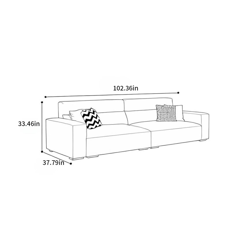 Canapé à dossier haut en tofu italien, H 33,46 po x l 102,36 po x P 37,79 po