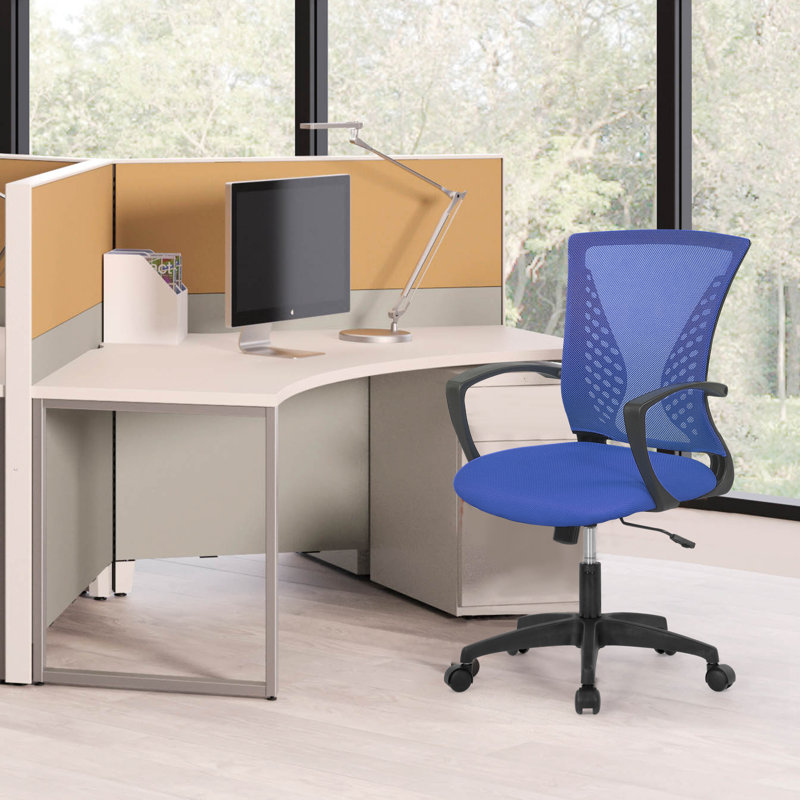 Blue Mesh Swivel Task Chair with Adjustable Arms