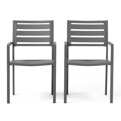 Chaise de salle à manger d'extérieur moderne en aluminium (ensemble de 2)