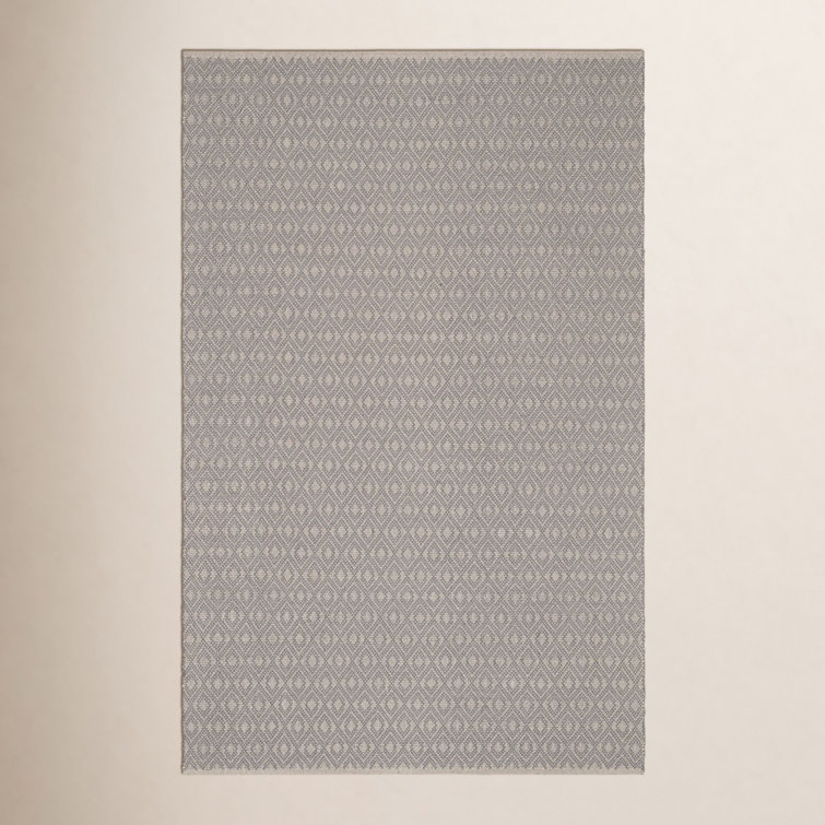 Optic Diamond Grey/Ivory Handwoven Cotton Rug