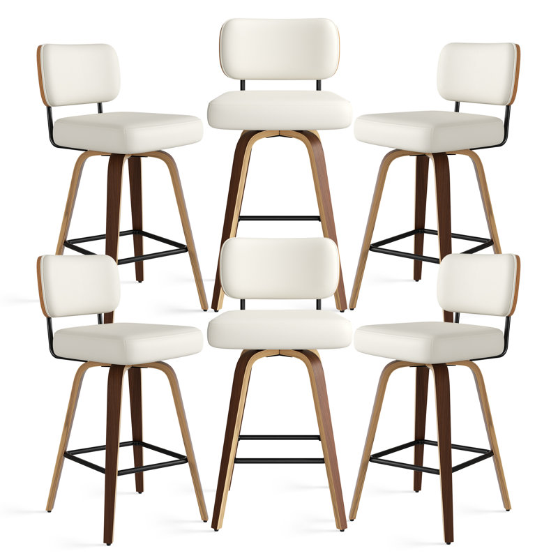 Tabouret pivotant rembourré à hauteur de bar, 6, Beige