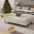 Wide Upholstered Flip-up Storage Bench With Flared Arms And Solid Wood Legs-1973753241