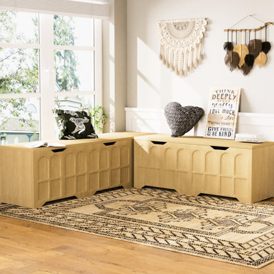 L-shaped Modular Bench For Storage And Seating In Living Rooms, With Flip-top Storage, Natural Color, 63"d X 63"w 19.1"h, Simple Elegant Multifunction