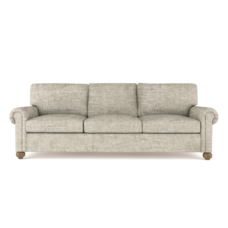 Canapé Leroy, H 36 po x l 96 po x P 49 po, Velours écrasé huître, Patiné