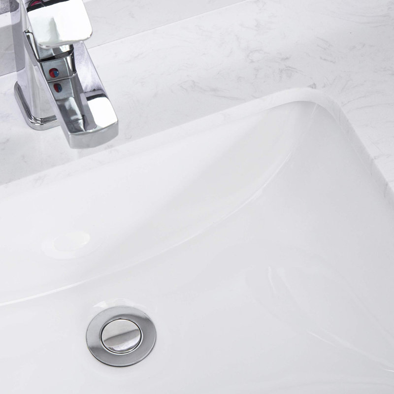 Évier encastré moderne en céramique durable pour salle de bain contemporaine