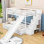 Lit superposé simple au-dessus de double avec glissade, escalier de rangement et rails de sécurité Kalief-895300014