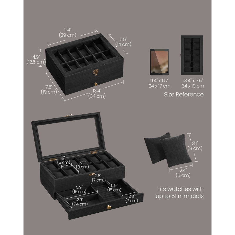 Sumbul Steel Watch Box +, Black