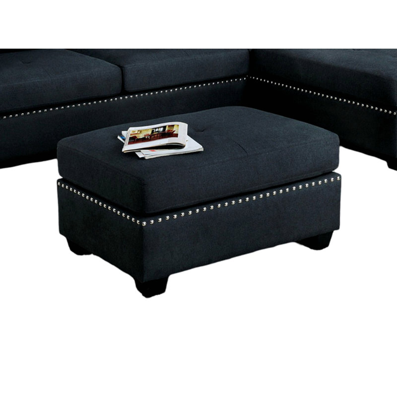 Repose-pieds, repose-pieds en bois avec garniture cloutée, repose-pieds contemporain